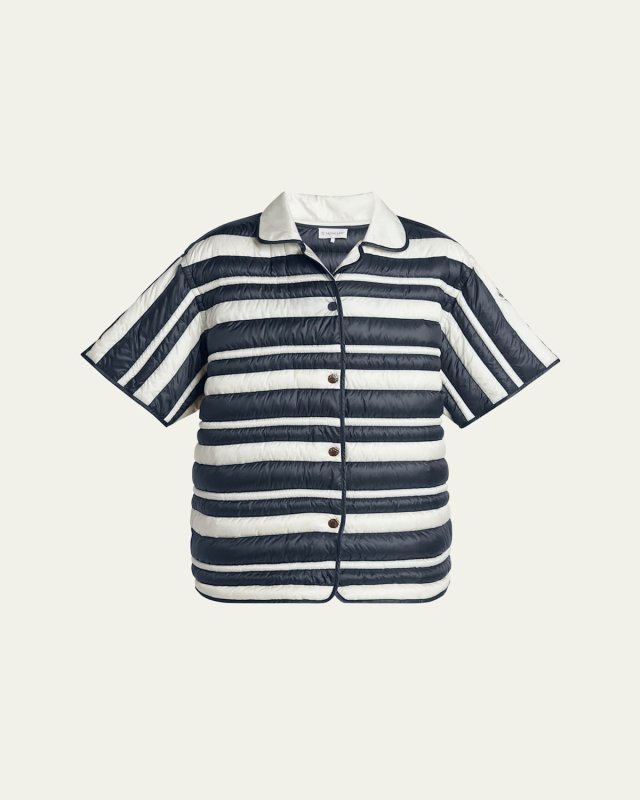 Stripe Padded Short-Sleeve Shirt